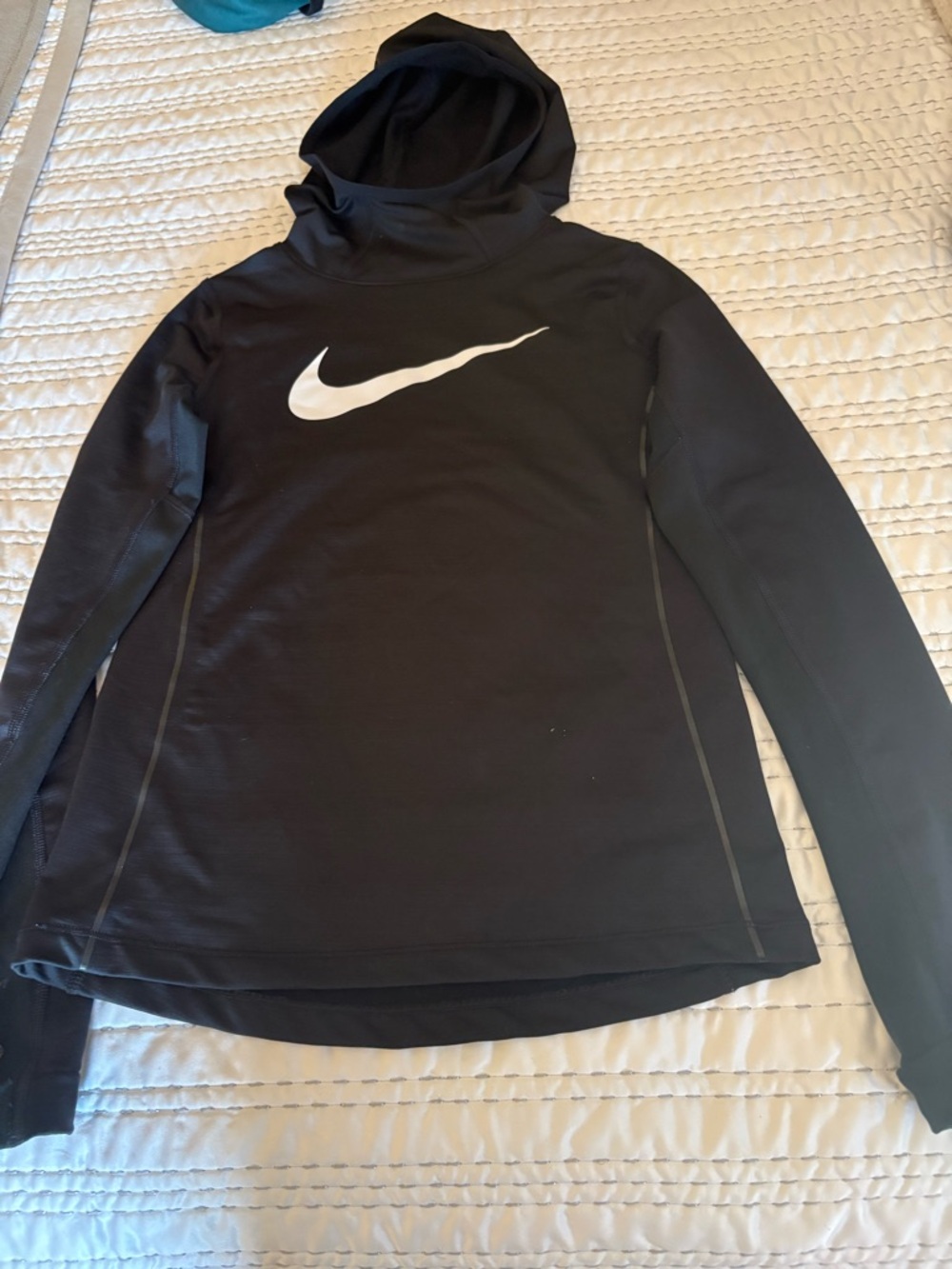 Nike Pro Black Hoodie with White Swoosh Logo